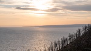 Preview wallpaper slope, sea, clouds, nature, landscape