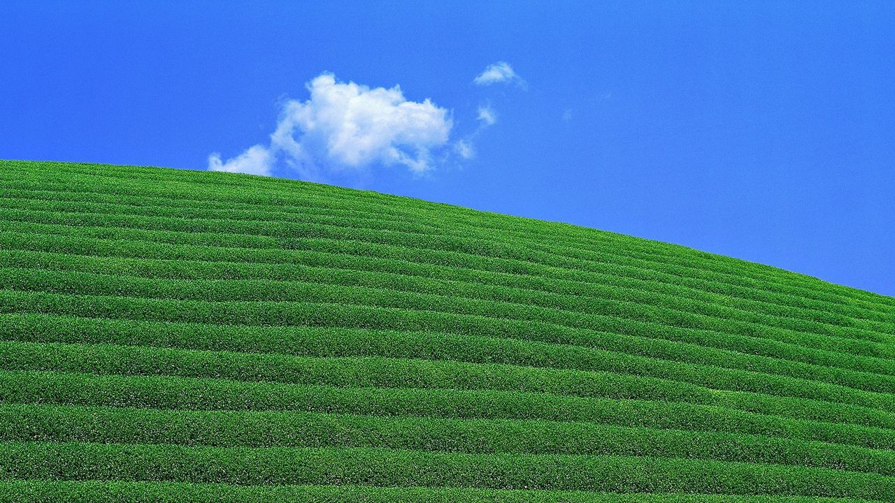 Wallpaper slope, sky, field, cascade