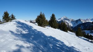 Preview wallpaper slope, snow, trees, mountains