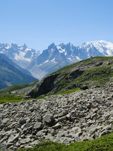 Preview wallpaper slope, stones, mountains, grass