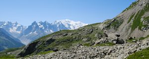 Preview wallpaper slope, stones, mountains, grass