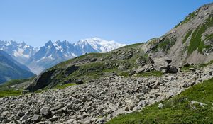Preview wallpaper slope, stones, mountains, grass