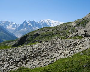 Preview wallpaper slope, stones, mountains, grass