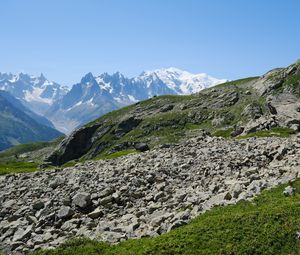 Preview wallpaper slope, stones, mountains, grass