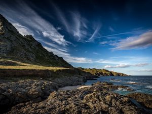 Preview wallpaper slope, stones, sea, sky