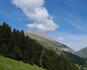 Preview wallpaper slope, trees, mountain, sky, nature