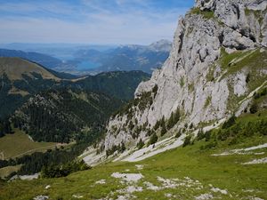 Preview wallpaper slope, trees, mountains, landscape