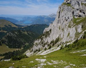 Preview wallpaper slope, trees, mountains, landscape