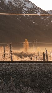 Preview wallpaper slope, trees, railway, mountain, nature