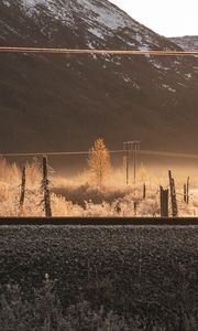 Preview wallpaper slope, trees, railway, mountain, nature