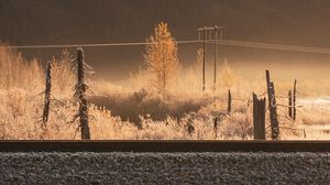Preview wallpaper slope, trees, railway, mountain, nature