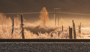 Preview wallpaper slope, trees, railway, mountain, nature