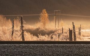 Preview wallpaper slope, trees, railway, mountain, nature