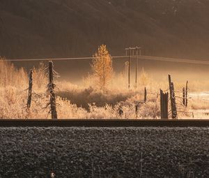 Preview wallpaper slope, trees, railway, mountain, nature