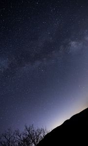 Preview wallpaper slope, trees, silhouettes, stars, night, dark