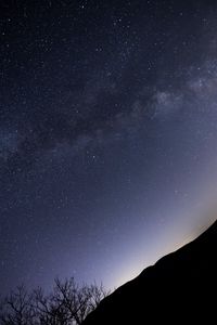 Preview wallpaper slope, trees, silhouettes, stars, night, dark
