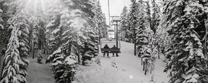 Preview wallpaper slope, trees, snow, cableway, people, winter