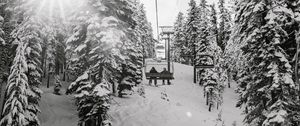 Preview wallpaper slope, trees, snow, cableway, people, winter