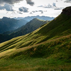 Preview wallpaper slopes, mountains, grass, trees, landscape