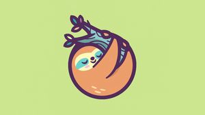 Preview wallpaper sloth, branch, animal, cute, art, vector