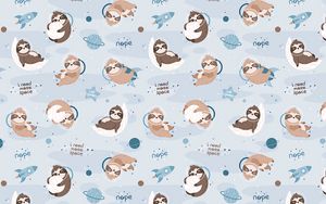 Preview wallpaper sloth, inscriptions, pattern, patterns