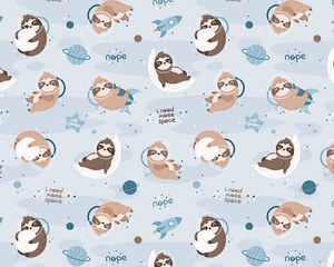 Preview wallpaper sloth, inscriptions, pattern, patterns