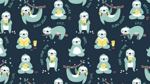 Preview wallpaper sloths, relaxation, pattern, art, funny
