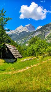 Preview wallpaper slovenia, mountains, grass, summer, sun