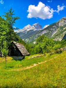 Preview wallpaper slovenia, mountains, grass, summer, sun