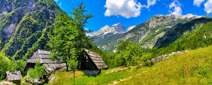 Preview wallpaper slovenia, mountains, grass, summer, sun