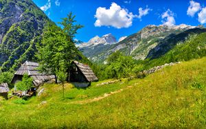 Preview wallpaper slovenia, mountains, grass, summer, sun