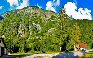 Preview wallpaper slovenia, mountains, lodges, expensive, clearly, shadows