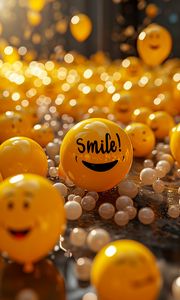 Preview wallpaper smile, balls, inscription, text, positive, motivation