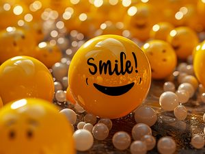 Preview wallpaper smile, balls, inscription, text, positive, motivation