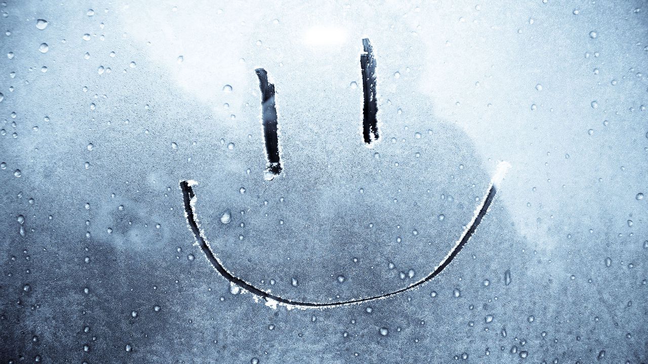 Wallpaper smile, drawing on glass, happiness