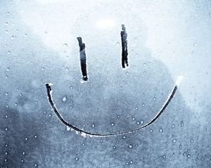 Preview wallpaper smile, drawing on glass, happiness