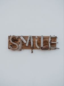 Preview wallpaper smile, inscription, wooden, creative