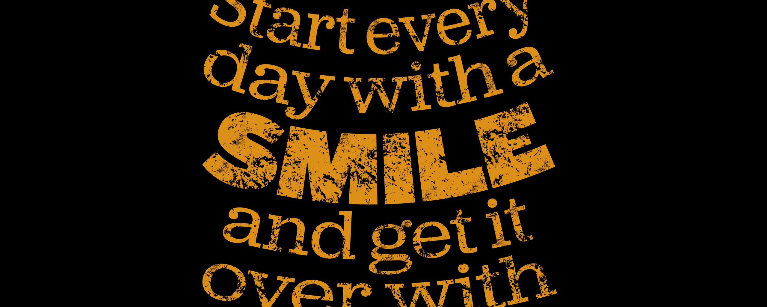 2560x1024 Wallpaper smile, quote, phrase, words, yellow