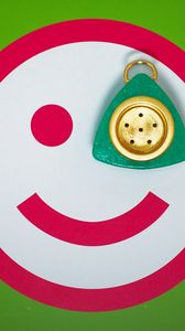 Preview wallpaper smile, red, button, eye