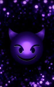 Preview wallpaper smile, smiley, devil, particles, purple