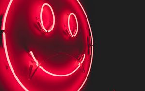 Preview wallpaper smile, smiley, neon, glow, red