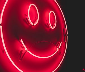 Preview wallpaper smile, smiley, neon, glow, red