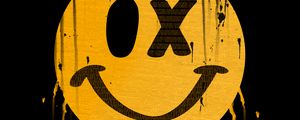 Preview wallpaper smile, smiley, stains, paint, yellow, art