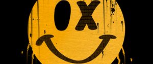 Preview wallpaper smile, smiley, stains, paint, yellow, art