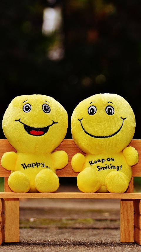 480x854 Wallpaper smiles, happy, cheerful, smile, bench, cute