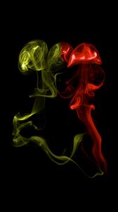 Preview wallpaper smoke, abstraction, dark, yellow, red