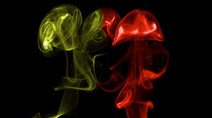 Preview wallpaper smoke, abstraction, dark, yellow, red