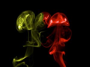 Preview wallpaper smoke, abstraction, dark, yellow, red