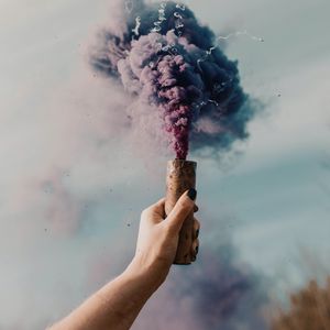 Preview wallpaper smoke bomb, smoke, hand, cloud