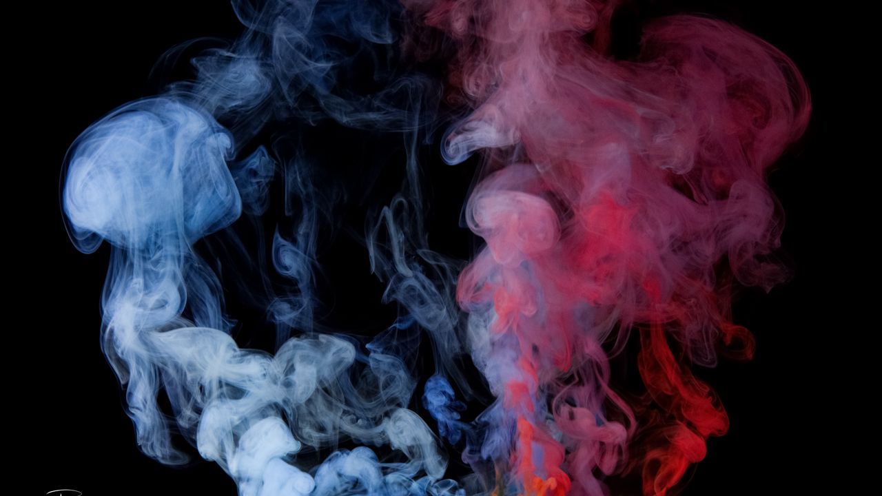 Wallpaper smoke, clouds, blue, red, dark